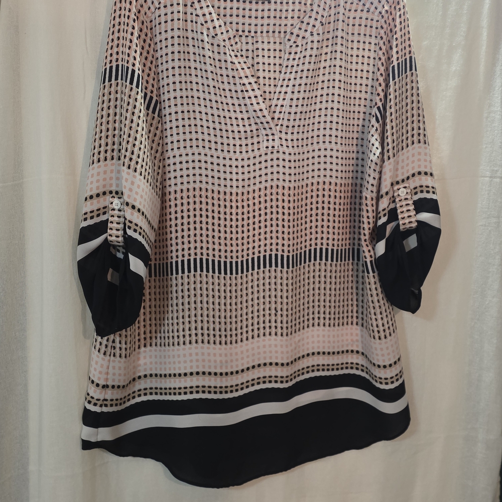 Renuar Blouse Womens XXL Pink Dotted 3/4 Sleeve